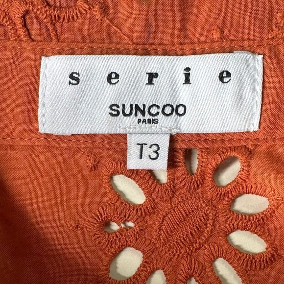 SUNCOO Chiara Eyelet Collared Dress-Terracotta. Size T3, Large - Picture 8 of 11